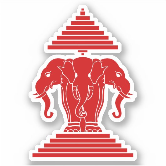 Sticker Erawan Trois éléphant en tête Lao / Laos Drapeau (Devant)