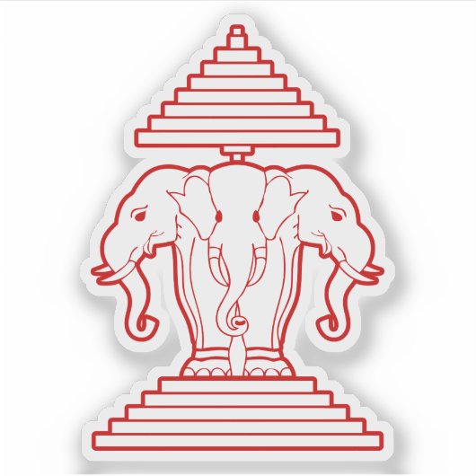 Sticker Erawan Trois éléphant en tête Lao / Laos Drapeau (Devant)