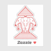 Sticker Erawan Trois éléphant en tête Lao / Laos Drapeau (Feuille)