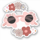 Sticker Ergothérapeute amusant Lunettes de soleil florales (Devant)