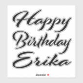Sticker Erika Name Prénom Anniversaire de la Broderie noir (Feuille)