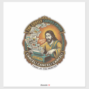 Sticker Erreur d'imprimante Jésus 100 exemplaires couleur