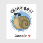 Sticker Escar-bro Amusant Français Escargot Snail Pun (Feuille)