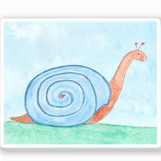 Sticker Escargot avec une coquille bleue (Recto)