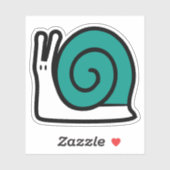 Sticker Escargot caricaturale bleu turquoise (Feuille)