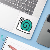 Sticker Escargot caricaturale bleu turquoise (Ordinateur portable avec iPhone)