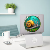 Sticker Escargot Mignon (Ordinateur portable sur le bureau)
