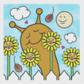 Sticker Escargot mignon avec Dandelion Amis Tomber Vinyl (Devant)