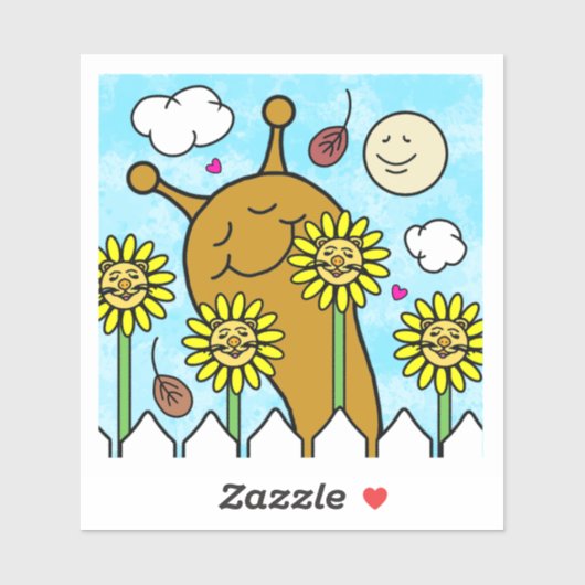 Sticker Escargot mignon avec Dandelion Amis Tomber Vinyl (Feuille)