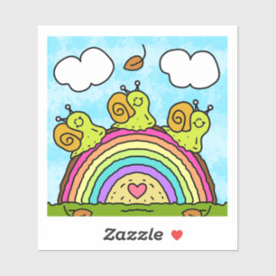 Sticker Escargots verts mignons traversant un rondin arc-e