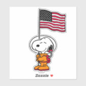 Sticker ESPACE | Snoopy avec astronaute du drapeau (Feuille)