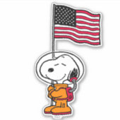 Sticker ESPACE | Snoopy avec astronaute du drapeau (Devant)
