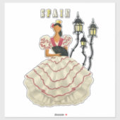 Sticker Espagne Voyage Espagnol Flamenca Danseuse Art (Feuille)
