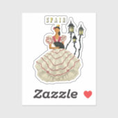 Sticker Espagnol danseuse flamenco femme Espagne Travel Ar (Feuille)