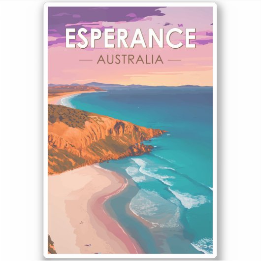 Sticker Esperance Australie Travel Art Vintage (Devant)