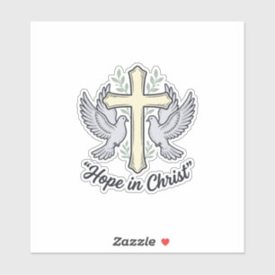 Sticker Espoir en Christ Colombe Croix Design Chrétien Vin