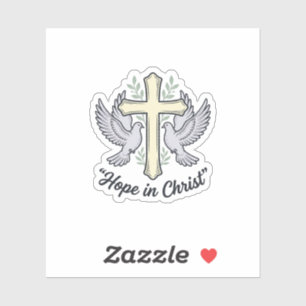 Sticker Espoir en Christ Colombe Croix Design Chrétien Vin