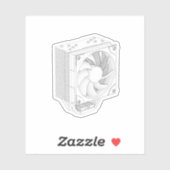 Sticker Esquisse du glacière de processeur d'ordinateur (Feuille)