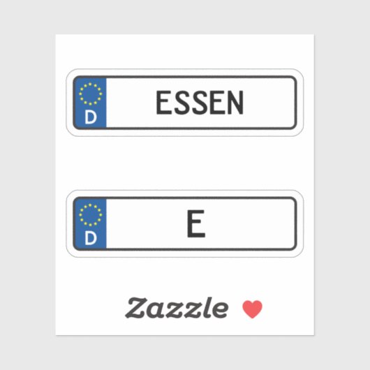 Sticker Essen kennzeichen, Plaque allemande d'immatriculat (Feuille)