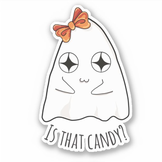 Sticker Est-ce du bonbon ? Halloween fantôme tailler sur m (Devant)