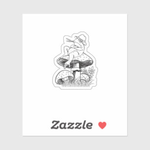 Sticker esthétique Cottagecore Grenouille Champignon Crapa