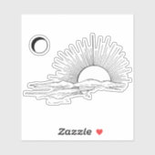 Sticker esthétique Soleil et Lune minimal (Feuille)