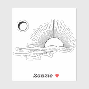 Sticker esthétique Soleil et Lune minimal