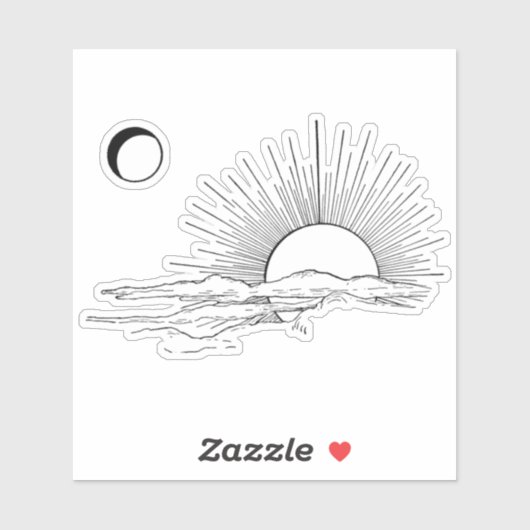 Sticker esthétique Soleil et Lune minimal (Feuille)