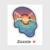 Sticker esthétique vinyle vague coucher de soleil rétro (Feuille)