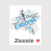 Sticker Estonie Carte des villes (Feuille)
