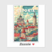 Sticker Estonie Illustration Travel Art Vintage (Feuille)