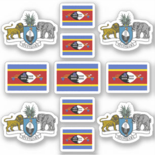 Sticker Eswatini- symboles nationaux /Armoiries et drapeau