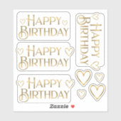 Sticker et Coeurs d'Anniversaire Metallic Gold (Feuille)