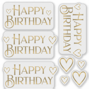Sticker et Coeurs d'Anniversaire Metallic Gold