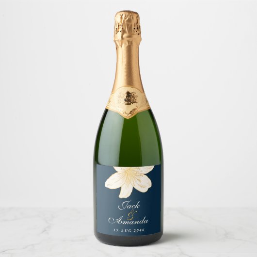 Sticker et Étiquette de bouteille de vin bleu mari (Devant)