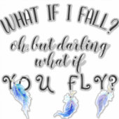 Sticker Et si je tombe Aquarelle Volée Bleu Plumes pourpre (Devant)