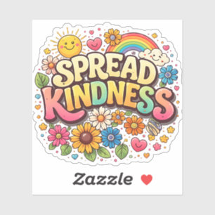 Sticker Étalez la gentillesse – Joli arc-en-ciel floral