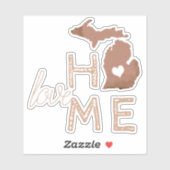 Sticker État de Silhouette de cuivre du Michigan (Feuille)