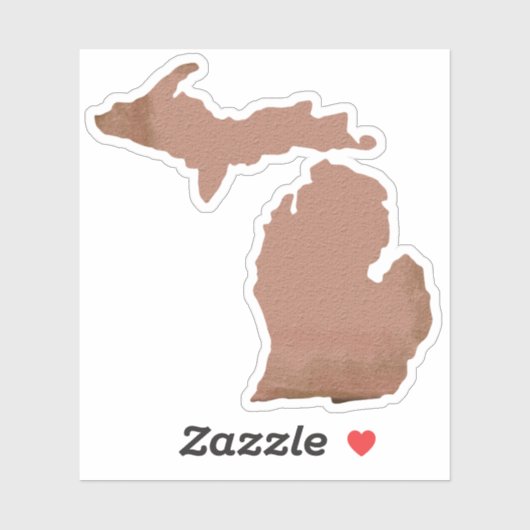 Sticker État de Silhouette de cuivre du Michigan (Feuille)