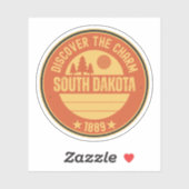 Sticker État du Dakota du Sud - L'aventure vous attend (Feuille)