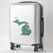 Sticker État vert des villes du Michigan (Sur valise)