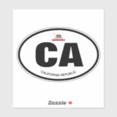 Sticker États de Californie abréviation oval vinyle sticke (Feuille)