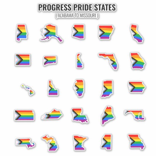 Sticker États de la fierté du progrès (A-M) (Devant)