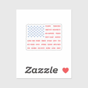 Sticker États-Unis Drapeau américain Tous les 50 noms d'Ét