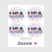 Sticker Etats-Unis drapeau texte parties scintillant feux  (Feuille)
