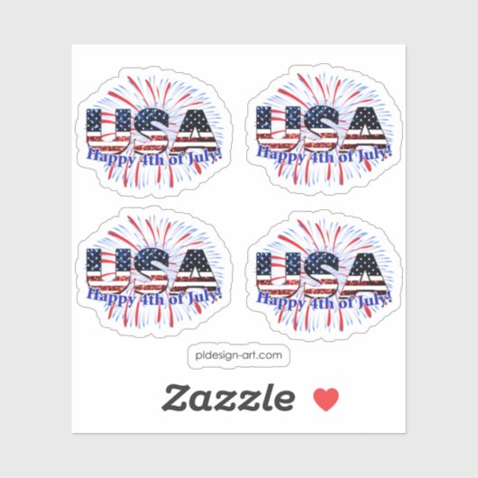 Sticker Etats-Unis drapeau texte parties scintillant feux (Feuille)