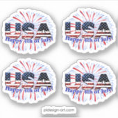 Sticker Etats-Unis drapeau texte parties scintillant feux  (Devant)