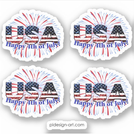 Sticker Etats-Unis drapeau texte parties scintillant feux  (Devant)