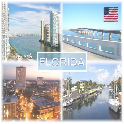 Sticker États-Unis Floride - Bouche de Miami River à Brick (Devant)