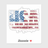 Sticker Etats-Unis gruner la conception de texte avec drap (Feuille)